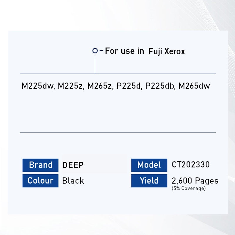 Deep CT202330 High Yield Black Toner Cartridge for Fuji Xerox DocuPrint M225dw M225z M265z P225d P225db P265dw p265dw