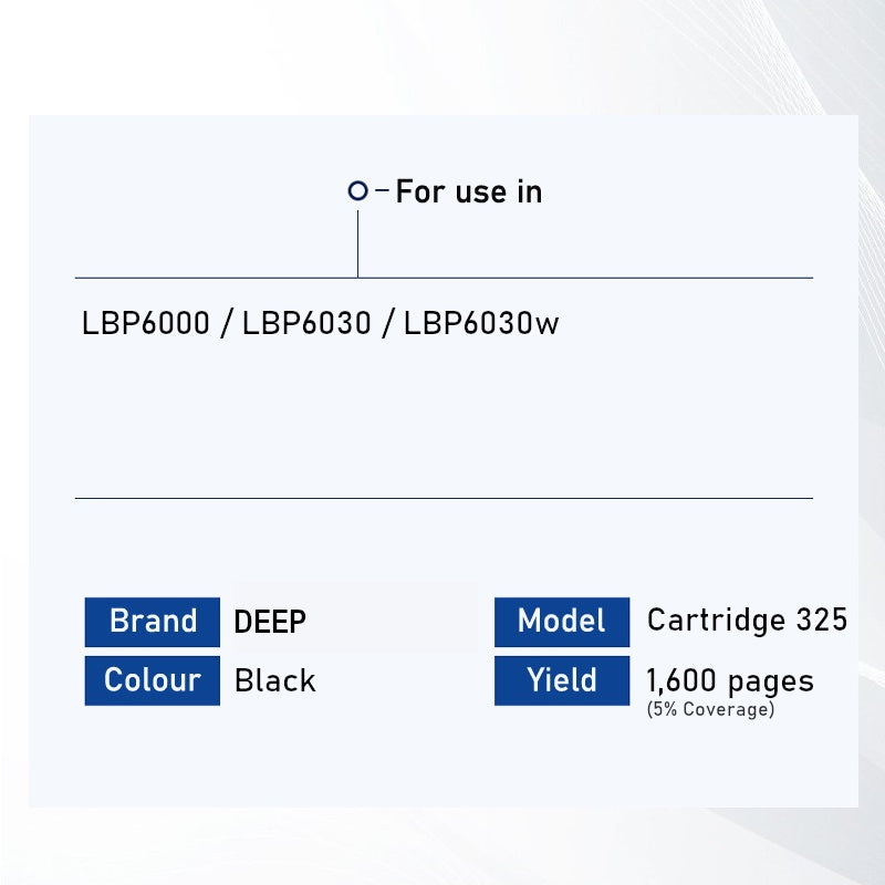 Deep 325 High Quality Black Toner Cartridge for use in Canon LBP6000 LBP6030 LBP6030w MF3010 crg 325 crg325